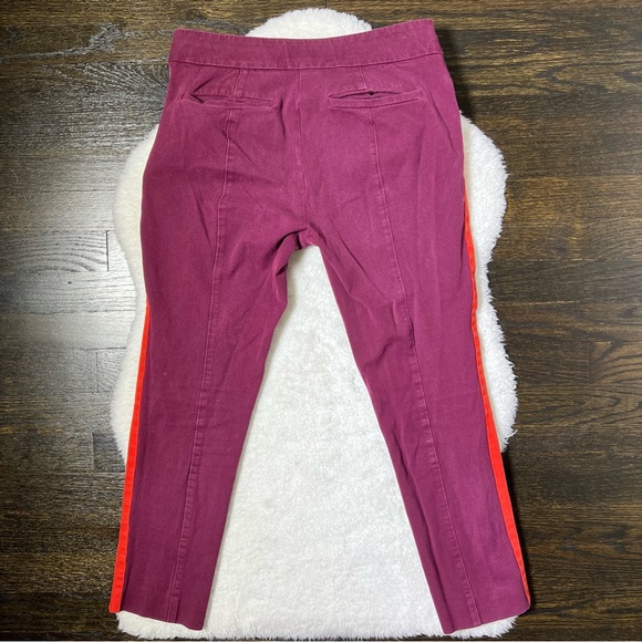 Anthropologie The Essential Slim Burgundy Red Stripe Chino Pants Size 4 - Picture 7 of 10